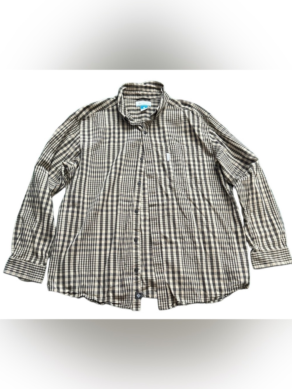 Columbia Sportswear Men's XXL Long Sleeve Plaid Button Down Shirt Brown Gingham